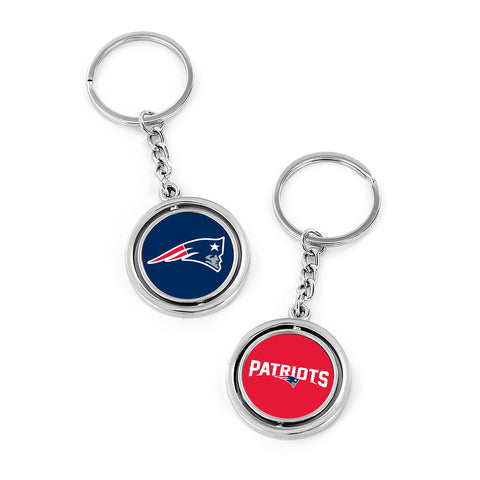 New England Patriots Spinning Logo and Wordmark Keychain