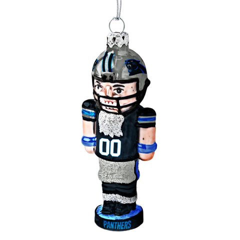 Carolina Panthers Glass Nutcracker Ornament