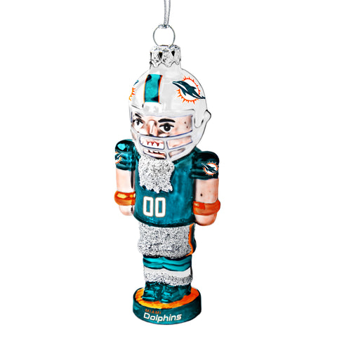 Miami Dolphins Glass Nutcracker Ornament