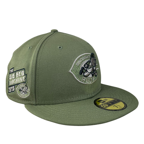 Cincinnati Reds Olive with Camo UV Big Red Machine Sidepatch 5950 Fitted Hat