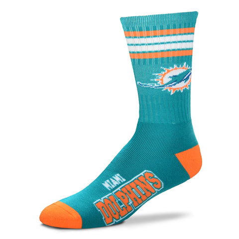 Miami Dolphins 4 Stripe Deuce Socks - Large
