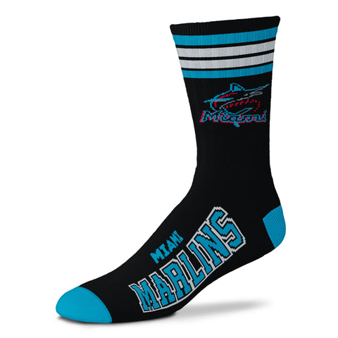 Miami Marlins 4 Stripe Deuce Socks - Large