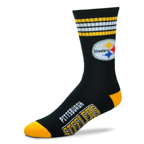 Pittsburgh Steelers 4 Stripe Deuce Socks - Large