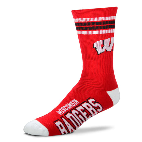 Wisconsin Badgers 4 Stripe Deuce Socks - Large