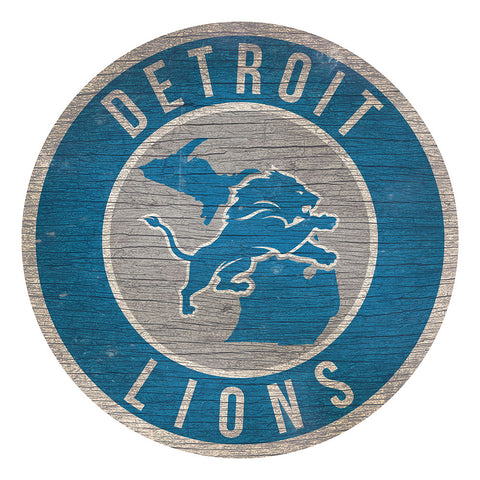 Detroit Lions 12" Circle with State Sign