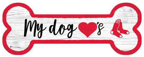 Boston Red Sox Dog Bone Wooden Sign