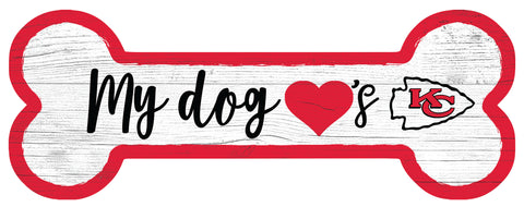 Kansas City Chiefs Dog Bone Wooden Sign