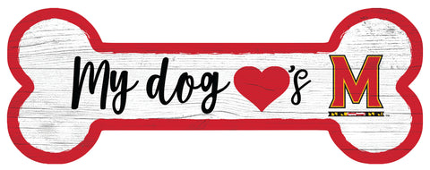 Maryland Terrapins Dog Bone Wooden Sign