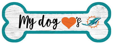 Miami Dolphins Dog Bone Wooden Sign