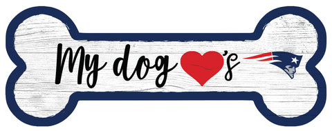 New England Patriots Dog Bone Wooden Sign