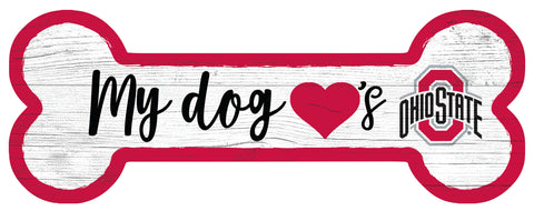 Ohio State Buckeyes Dog Bone Wooden Sign
