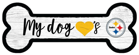 Pittsburgh Steelers Dog Bone Wooden Sign
