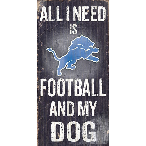 Detroit Lions Sports and My Dog Wooden Sign