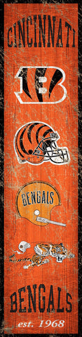 Cincinnati Bengals Heritage Vertical Wooden Sign