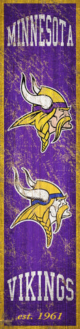 Minnesota Vikings Heritage Vertical Wooden Sign