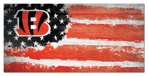 Cincinnati Bengals Team Flag Wooden Sign