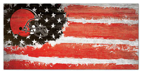 Cleveland Browns Team Flag Wooden Sign