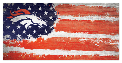 Denver Broncos Team Flag Wooden Sign