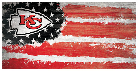 Kansas City Chiefs Team Flag Wooden Sign