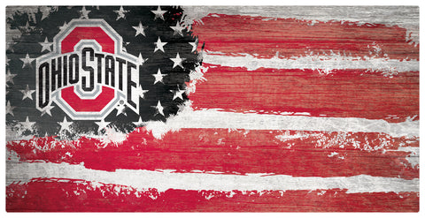 Ohio State Buckeyes Team Flag Wooden Sign