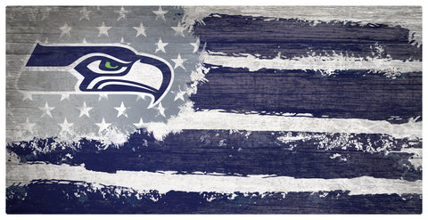 Seattle Seahawks Team Flag Wooden Sign