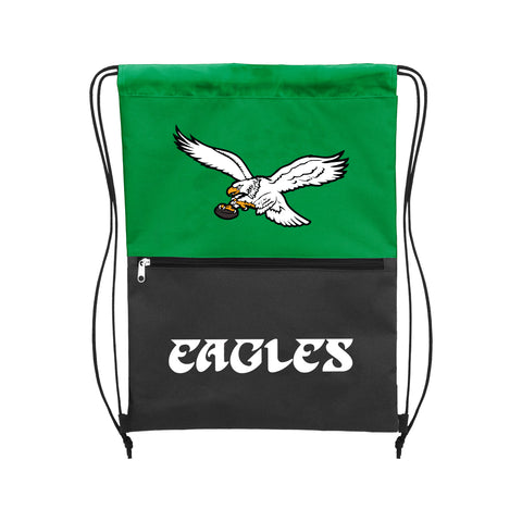 Philadelphia Eagles Retro Split Color Drawstring Bag - Kelly Green
