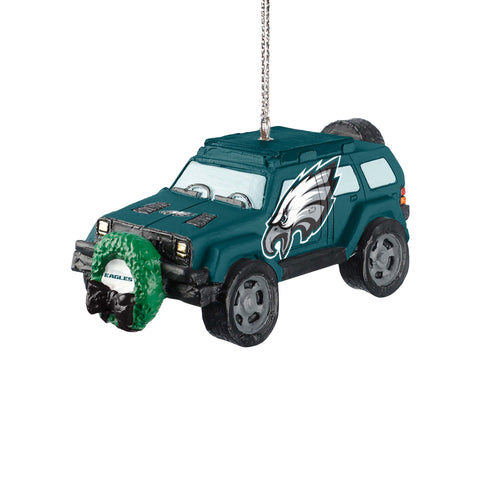 Philadelphia Eagles Jeep with Wreath Ornament