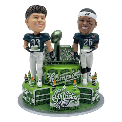 Saquon Barkley & Cooper Dejean Philadelphia Eagles Superbowl LIX Champions Birthday Dual Bobblehead