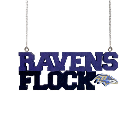 Baltimore Ravens Wooden Slogan Cut Out Ornament