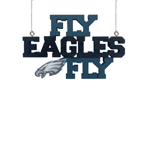 Philadelphia Eagles Wooden Slogan Cut Out Ornament