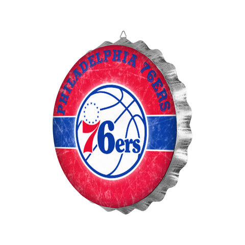 Philadelphia 76ers Metal Distressed Bottle Cap Sign