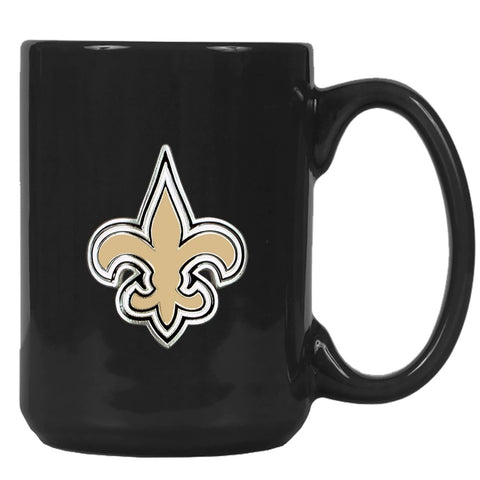 New Orleans Saints 15oz. Metal Emblem Logo Ceramic Mug