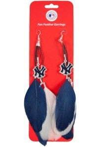 New York Yankees Fan Feather Earrings