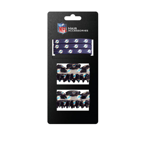 Miami Dolphins Hair Clip & Hair Tie Set