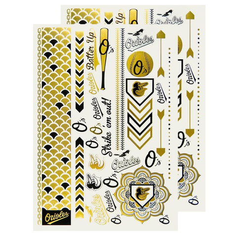 Baltimore Orioles Metallic Body Tattoos