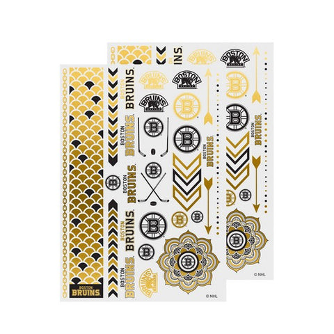 Boston Bruins Metallic Body Tattoos