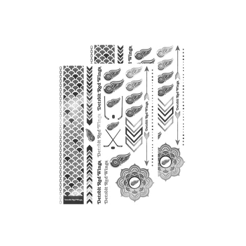 Detroit Red Wings Metallic Body Tattoos