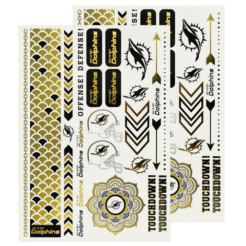 Miami Dolphins Metallic Body Tattoos