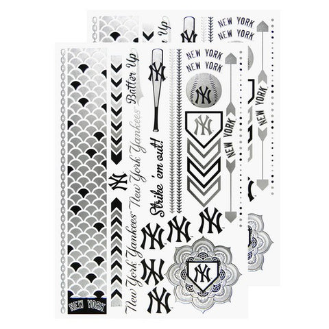 New York Yankees Metallic Body Tattoos