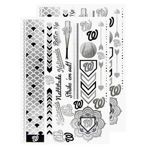 Washington Nationals Metallic Body Tattoos