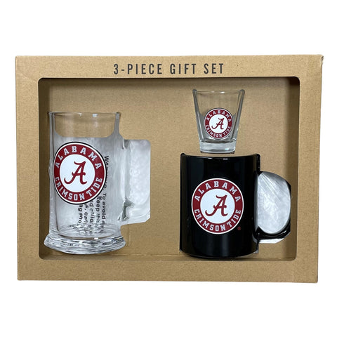 Alabama Crimson Tide 3pc Drinkware Giftset - Black Mug