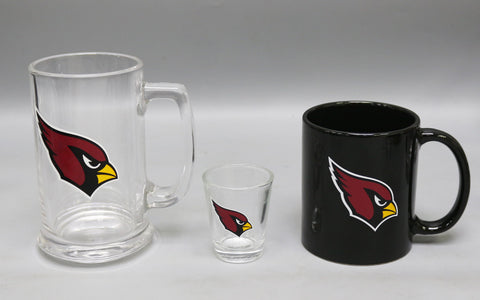 Arizona Cardinals 3pc Drinkware Giftset - Black Mug
