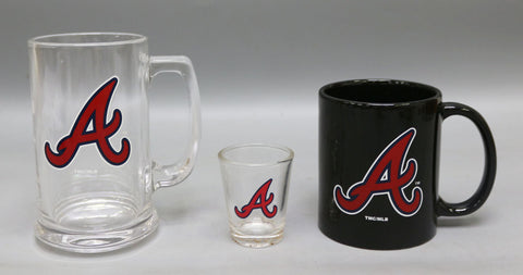 Atlanta Braves 3pc Drinkware Giftset - Black Mug