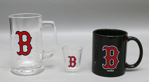 Boston Red Sox 3pc Drinkware Giftset - Black Mug