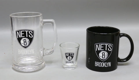Brooklyn Nets 3pc Drinkware Giftset - Black Mug