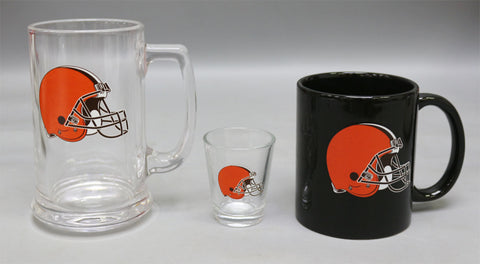 Cleveland Browns 3pc Drinkware Giftset - Black Mug