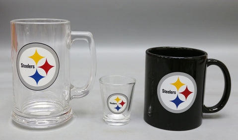 Pittsburgh Steelers 3pc Drinkware Giftset - Black Mug
