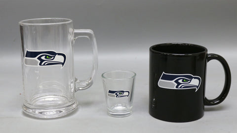 Seattle Seahawks 3pc Drinkware Giftset - Black Mug