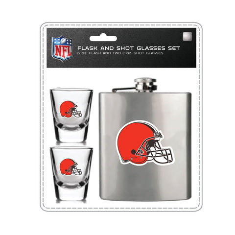 Cleveland Browns Flask & Shot Gift Set