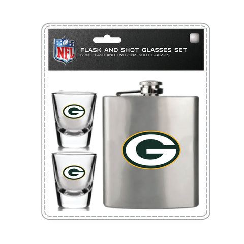 Green Bay Packers Flask & Shot Gift Set